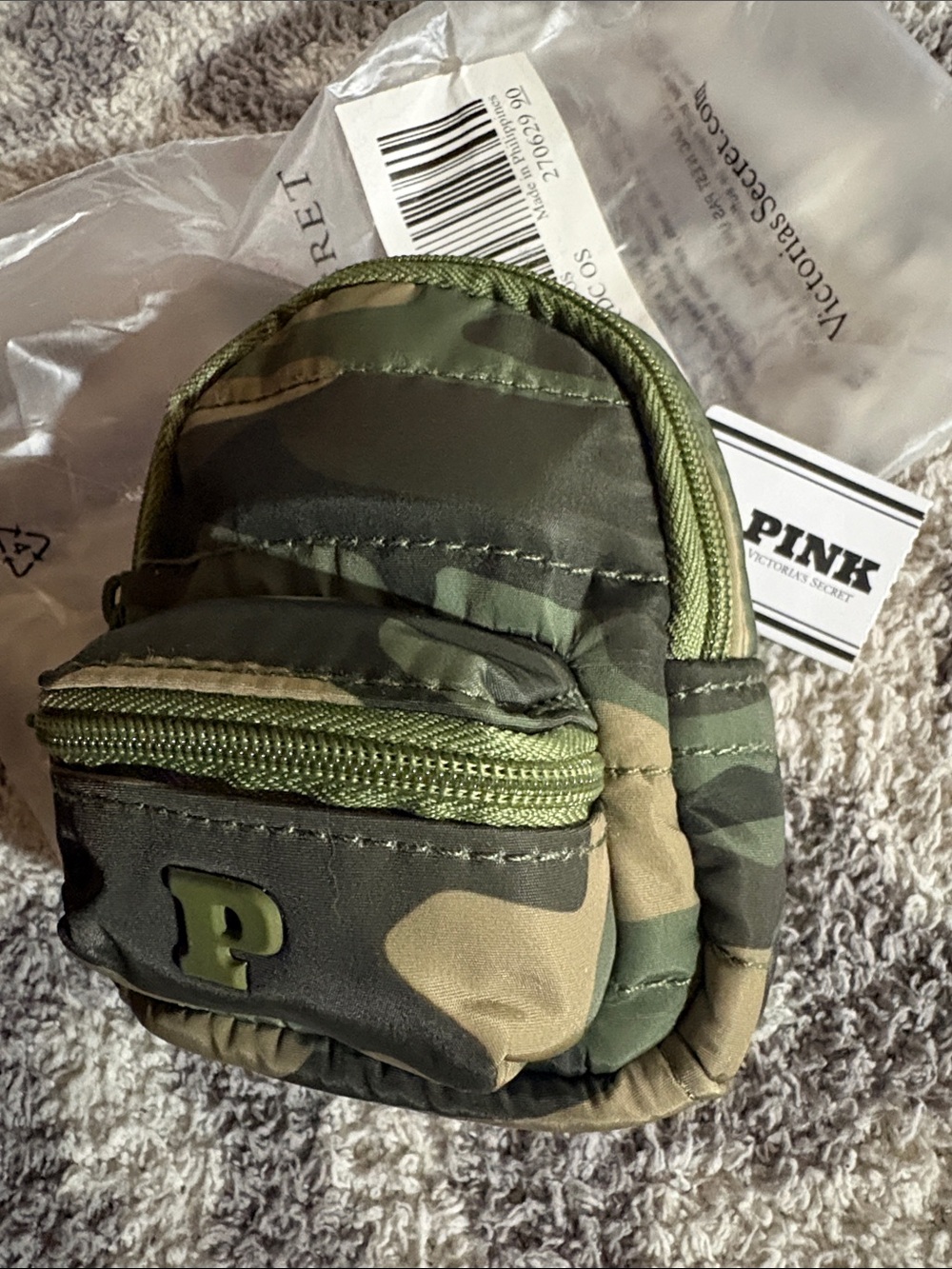 Pink Victoria Secret Logo Camo Mini Backpack Bag Charm Green Camouflage 💚